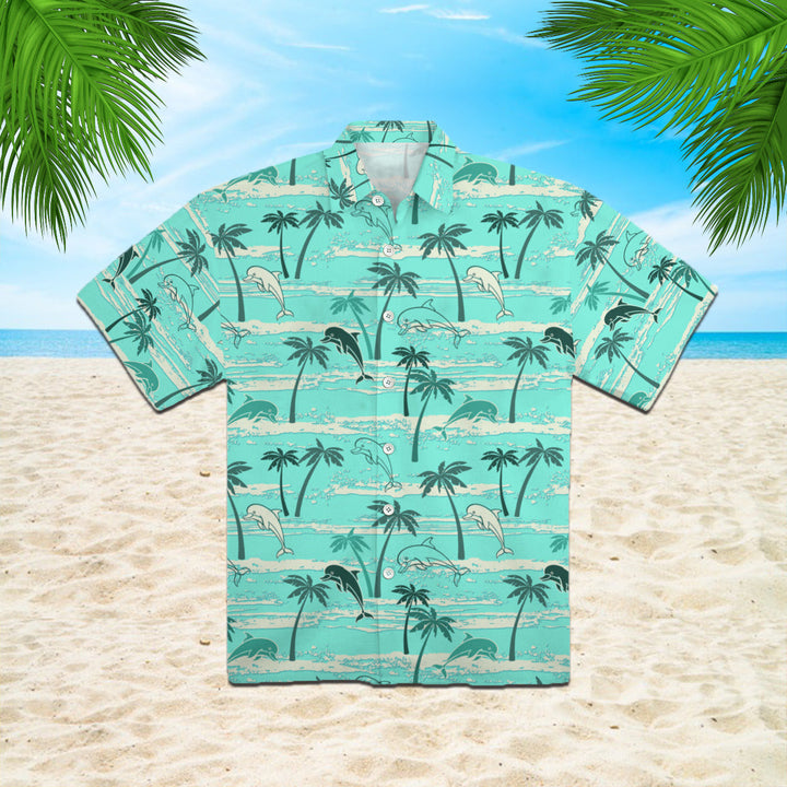 Dolphins Palm Trees Summer Hawaiian Shirt | For Men & Women | HW1123-BehighStyle