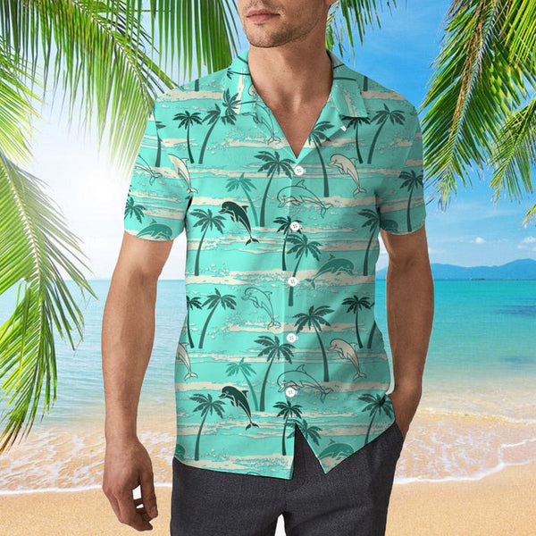 Dolphins Palm Trees Summer Hawaiian Shirt | For Men & Women | HW1123-BehighStyle