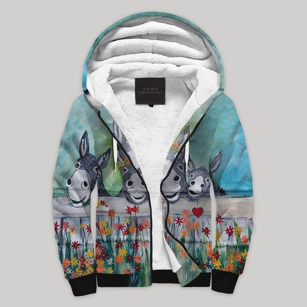 Donkey Flower Fleece Zip Hoodie All Over Print | FZ745
