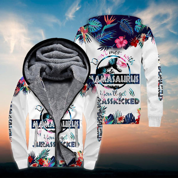 Don't Mess With Mamasaurus Fleece Zip Hoodie All Over Print | FZ438