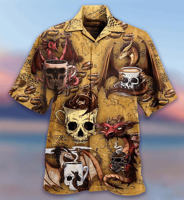 Dragon Love Coffee And Skull Limited Edition Hawaiian Shirt | For Men & Women | HW2551-BehighStyle