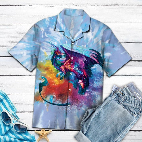 Dragon Tie Dye Aloha Hawaiian Shirt | For Men & Women | HW1491-BehighStyle