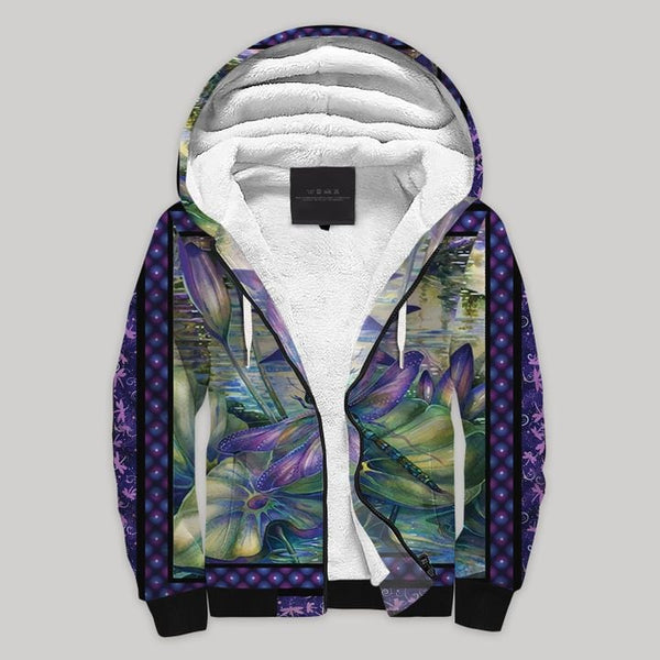 Dragonfly Lotus Fleece Zip Hoodie All Over Print | FZ724