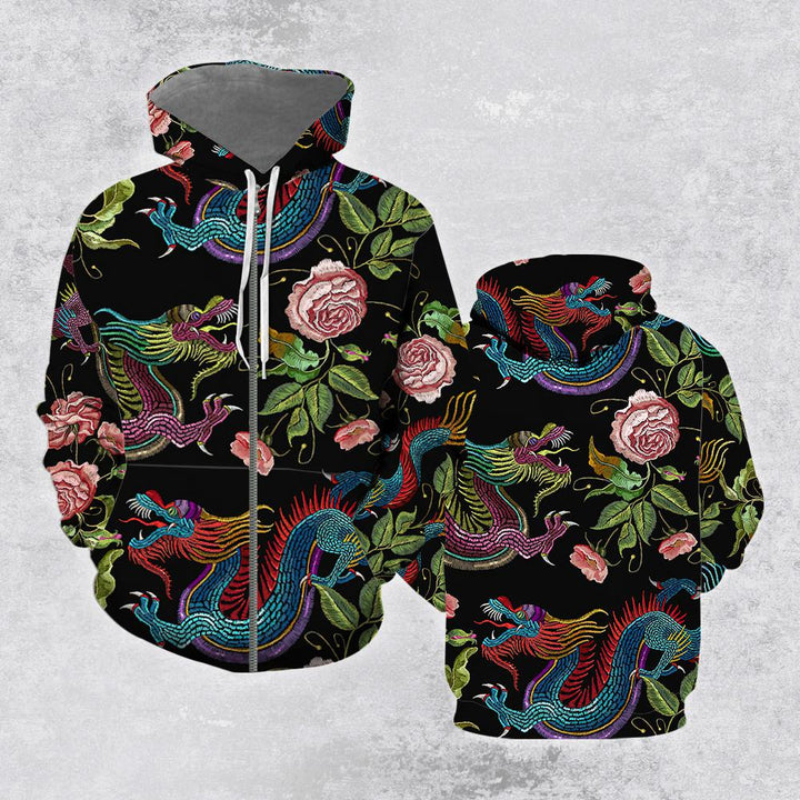 Dragons Flower Pattern Pullover 3D All Over Print | For Men & Women | Adult | HP148-BehighStyle