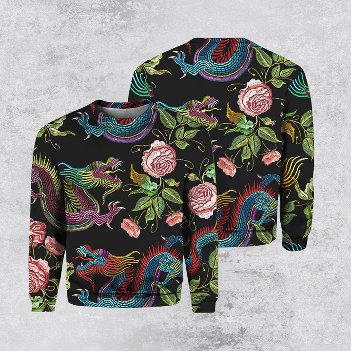 Dragons Flower Pattern Pullover 3D All Over Print | For Men & Women | Adult | HP148-BehighStyle