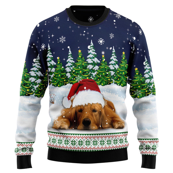 Dreaming Golden Retriever Under Snow Ugly Christmas Sweater | Adult | US1877