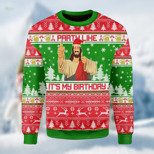 Drink like it s my birthday jesus Ugly Christmas Sweater | Adult | US2167