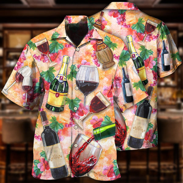 Wine Drinking Wine Colorful Hawaiian Shirt | HW3473