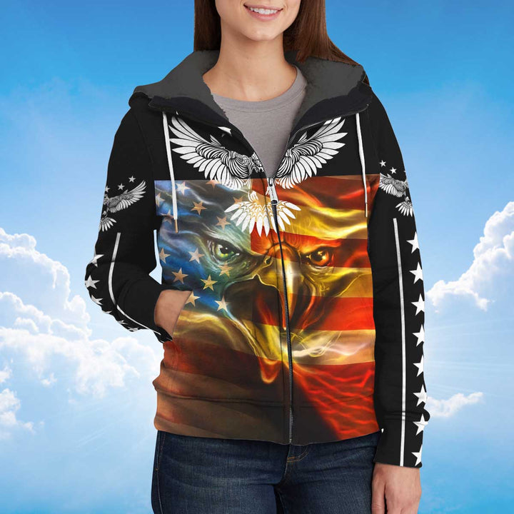 Eagle American Flag Patriotic Fleece Zip Hoodie All Over Print | For Men & Women | FZ149-BehighStyle