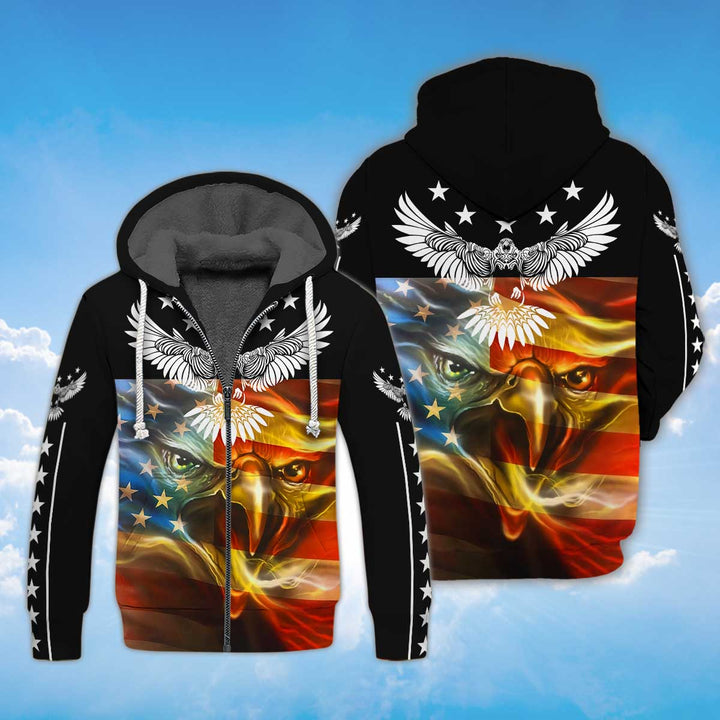 Eagle American Flag Patriotic Fleece Zip Hoodie All Over Print | For Men & Women | FZ149-BehighStyle