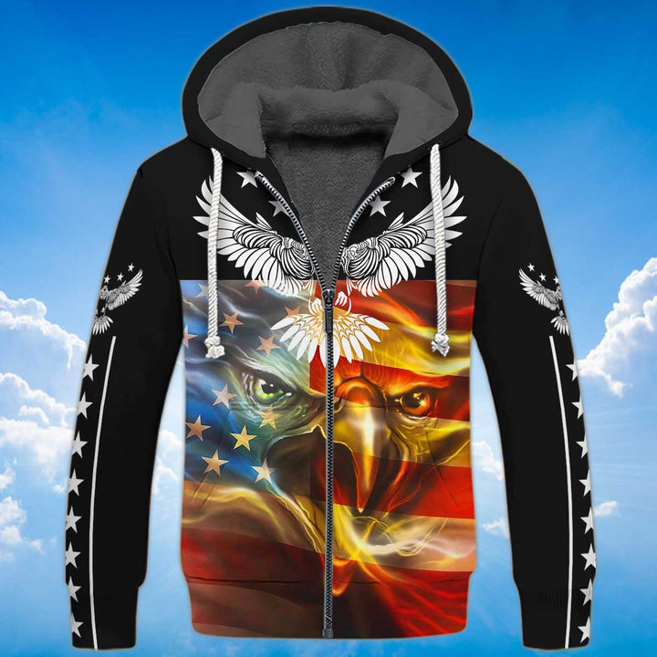 Eagle American Flag Patriotic Fleece Zip Hoodie All Over Print | For Men & Women | FZ149-BehighStyle