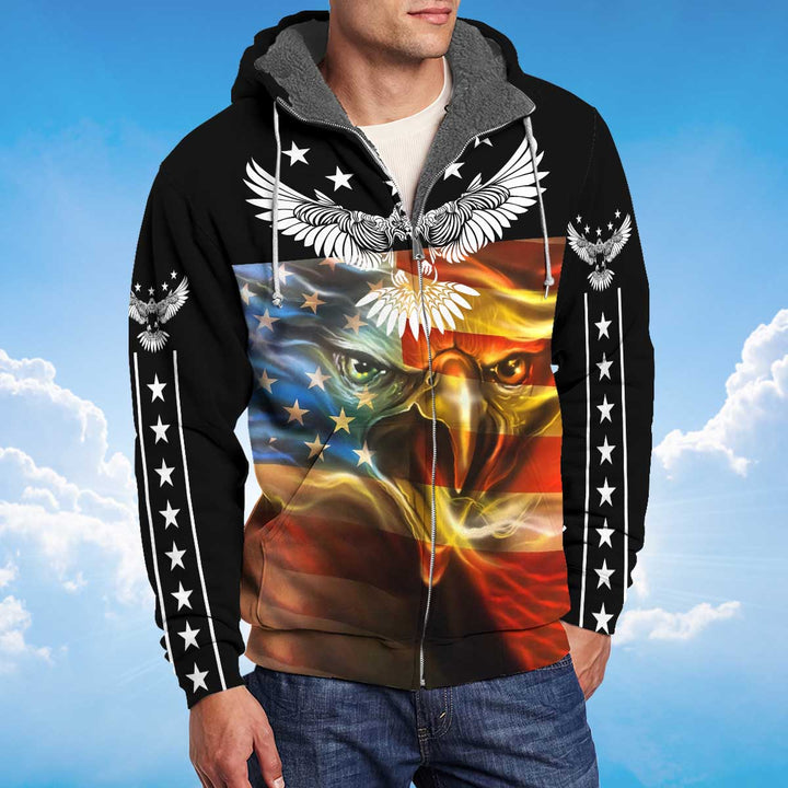 Eagle American Flag Patriotic Fleece Zip Hoodie All Over Print | For Men & Women | FZ149-BehighStyle