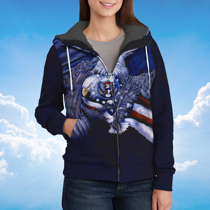 Eagle American Flag Patriotic Fleece Zip Hoodie All Over Print | For Men & Women | FZ155-BehighStyle