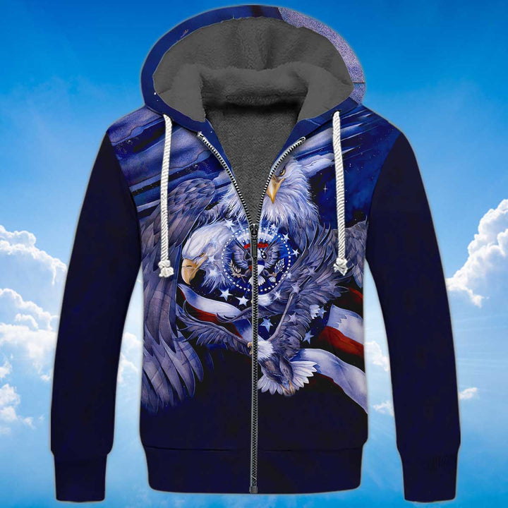 Eagle American Flag Patriotic Fleece Zip Hoodie All Over Print | For Men & Women | FZ155-BehighStyle