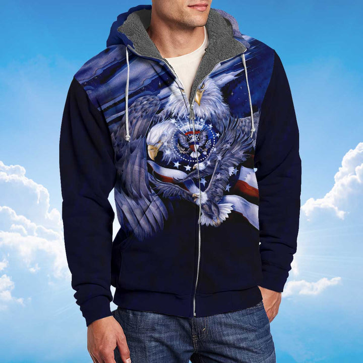 Eagle American Flag Patriotic Fleece Zip Hoodie All Over Print | For Men & Women | FZ155-BehighStyle