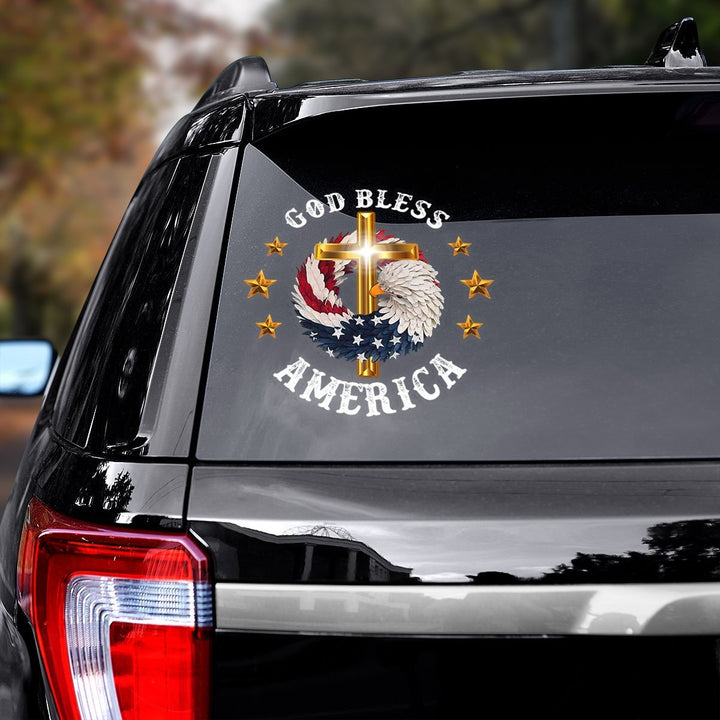 Eagle God Bless America Car Decal Sticker | Waterproof | PVC Vinyl | CS1187-BehighStyle