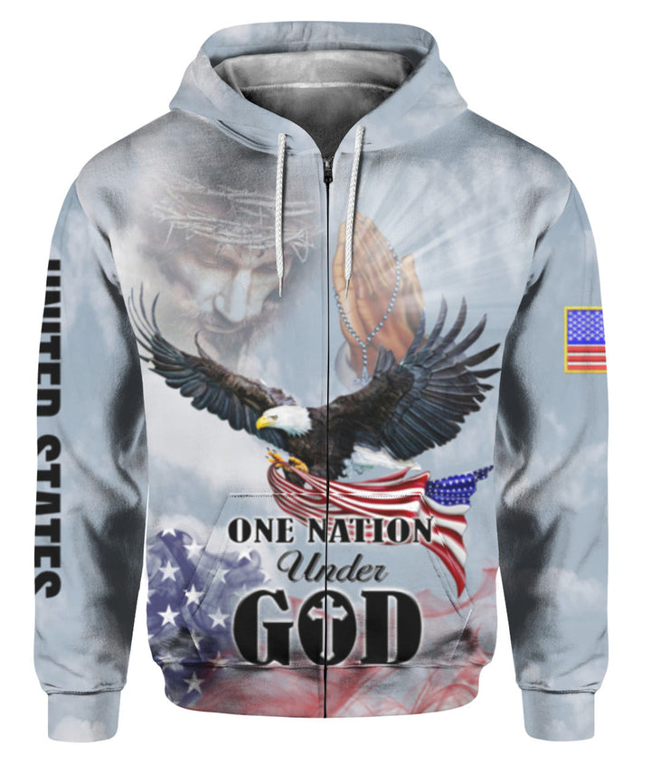 Eagle Patriot One Nation Under God Christian Jesus 3D All Over Print | For Men & Women | Adult | HP1039-BehighStyle