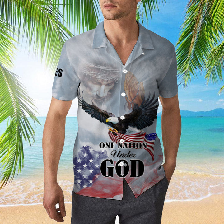 Eagle Patriot One Nation Under God Christian Jesus Hawaiian Shirt | For Men & Women | HW1652-BehighStyle