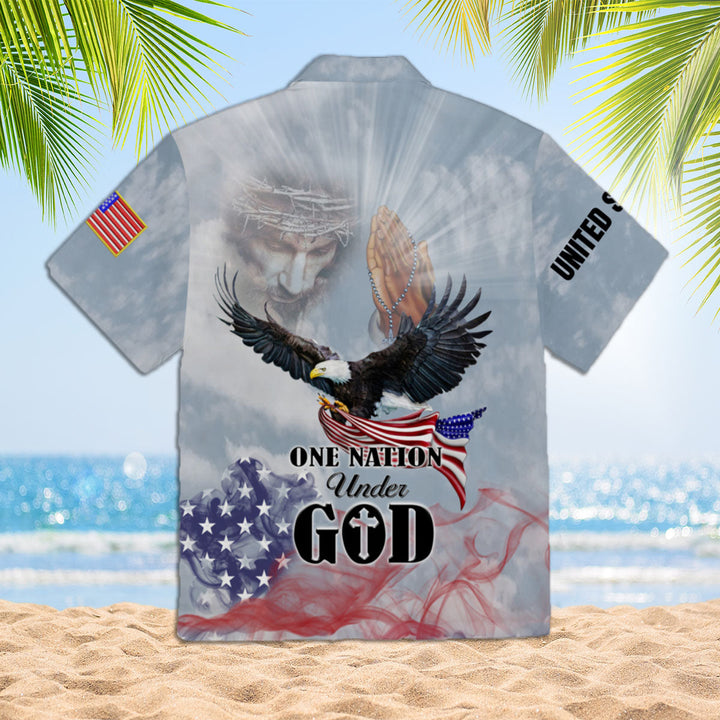 Eagle Patriot One Nation Under God Christian Jesus Hawaiian Shirt | For Men & Women | HW1652-BehighStyle