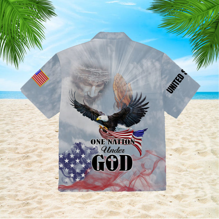 Eagle Patriot One Nation Under God Christian Jesus Hawaiian Shirt | For Men & Women | HW1679-BehighStyle