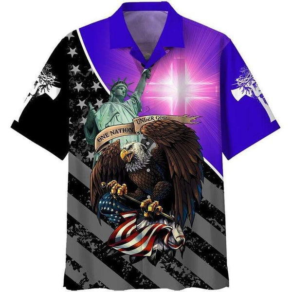 Eagle Patriot Statue Of Liberty Hawaiian Shirt | For Men & Women | HW1662-BehighStyle