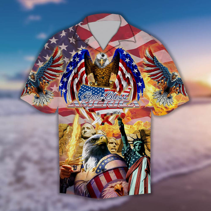 Eagle Patriotic God Bless America Hawaiian Shirt | For Men & Women | HW1671-BehighStyle