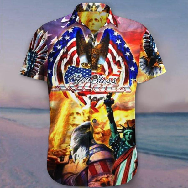 Eagle Patriotic God Bless America Hawaiian Shirt | For Men & Women | HW1688-BehighStyle