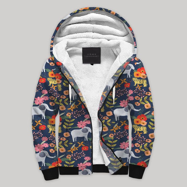 Elephant Multicolor Blanket Fleece Zip Hoodie All Over Print | FZ971