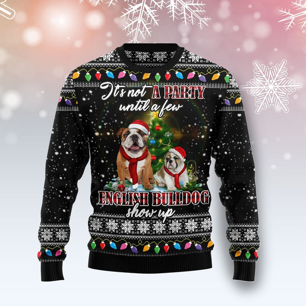 English Bulldog Show Up Ugly Christmas Sweater | Adult | US1767