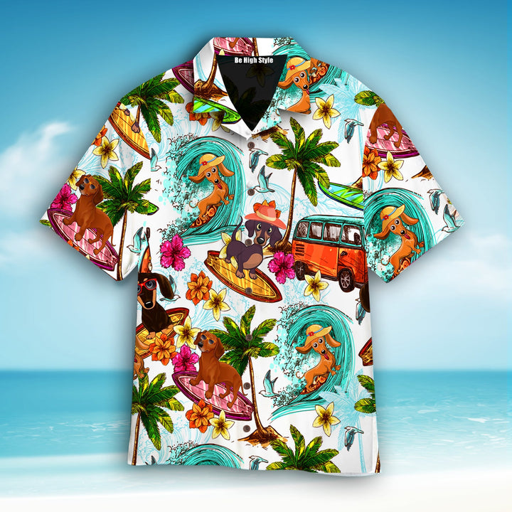 Enjoy Surfing With Dachshund Dog Hawaiian Shirt | For Men & Women | HW1012-BehighStyle