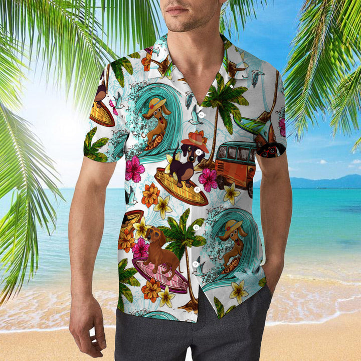 Enjoy Surfing With Dachshund Dog Hawaiian Shirt | For Men & Women | HW1012-BehighStyle