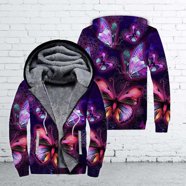 Flying Butterflies Noctilucent Fleece Zip Hoodie All Over Print | FZ369