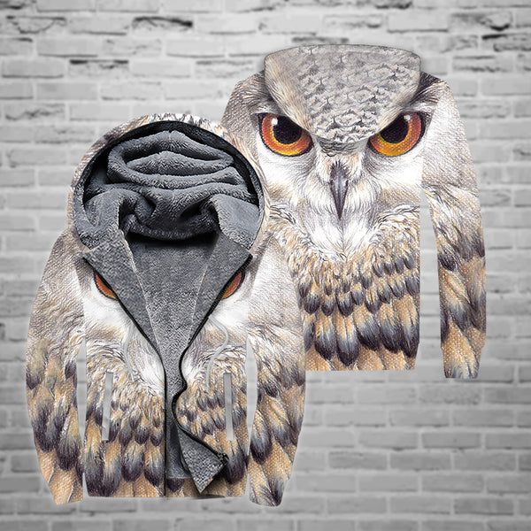 Owl Art Fleece Zip Hoodie All Over Print | FZ554