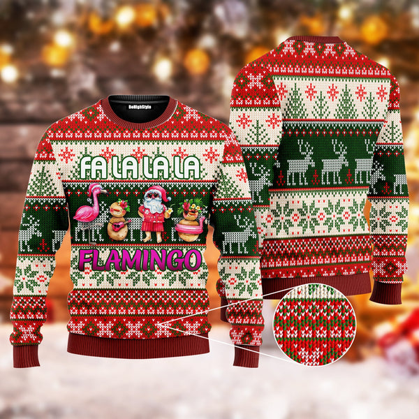 Fa La La La Flamingo Santa Ugly Christmas Sweater | Adult | UW2003