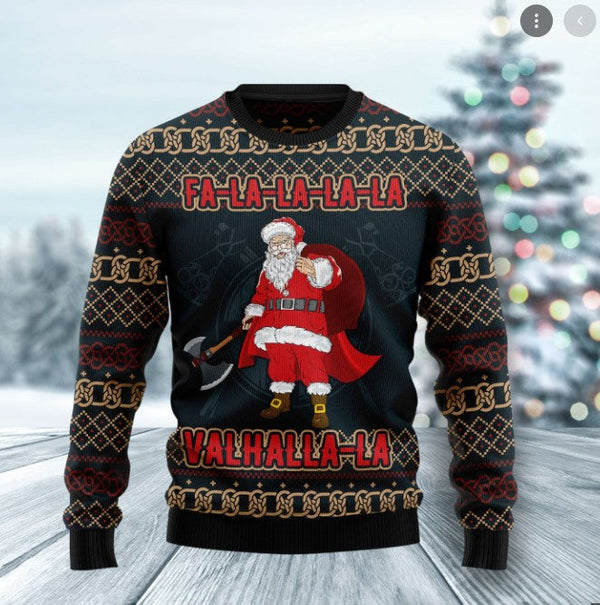 FaLaLaLa ValhallaLa Viking Santa Ugly Christmas Sweater | Adult | US2250