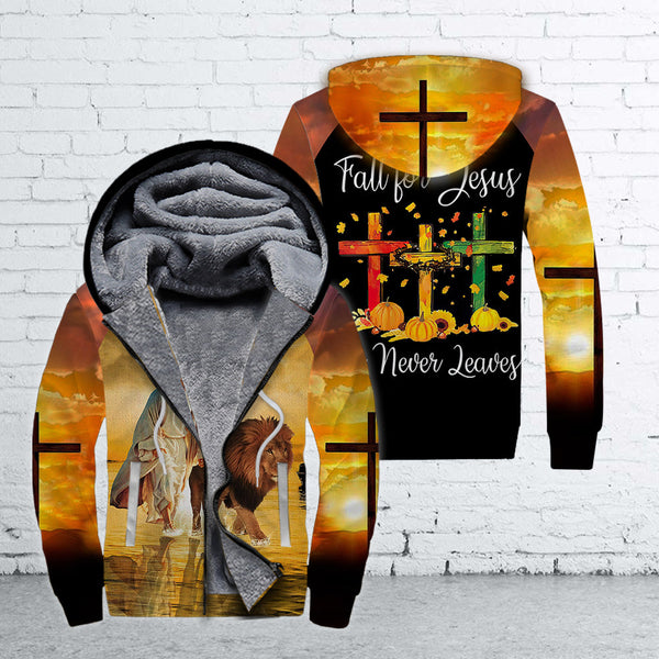 Fall For Jesus He Never Leaves Fleece Zip Hoodie All Over Print | FZ318