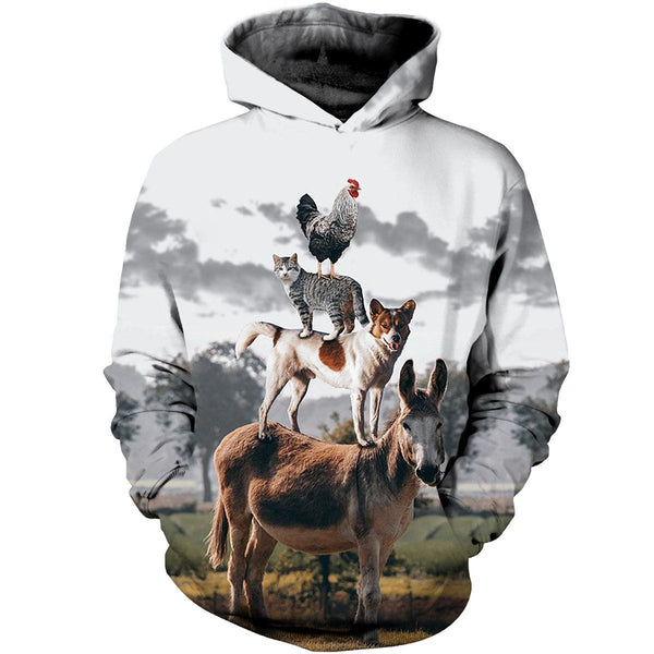 Farmer Chicken Dog And Donkey 3D All Over Print | Adult | HP2317