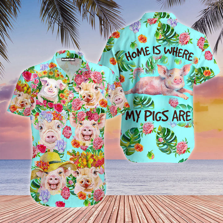 Farmer Pig Home Is Where My Pigs Are Hawaiian Shirt | For Men & Women | HW2379-BehighStyle