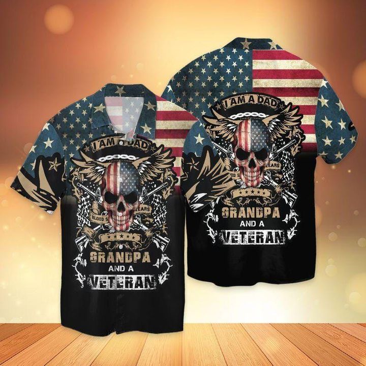 Father Day Gift I Am A Dad Grandpa A Veteran Aloha Hawaiian Shirt | For Men & Women | HW1769-BehighStyle