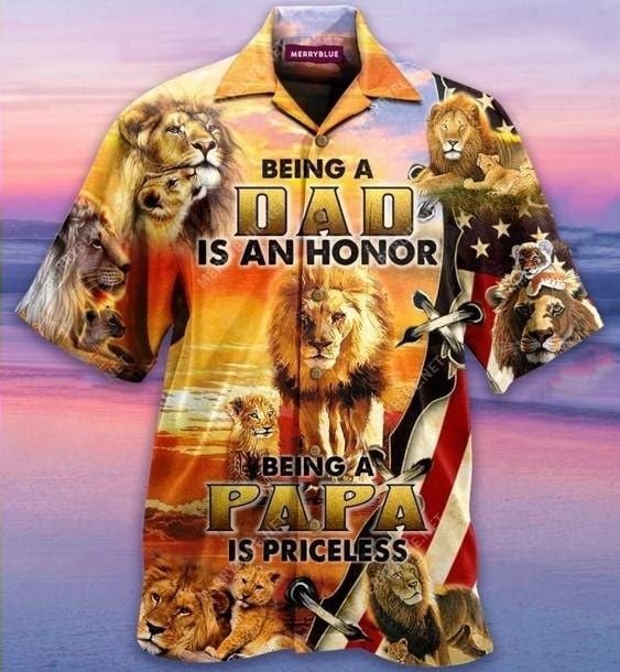 Father's Day Gift Lion Being A Dad Is An Honor Hawaiian Shirt | For Men & Women | HW1794-BehighStyle