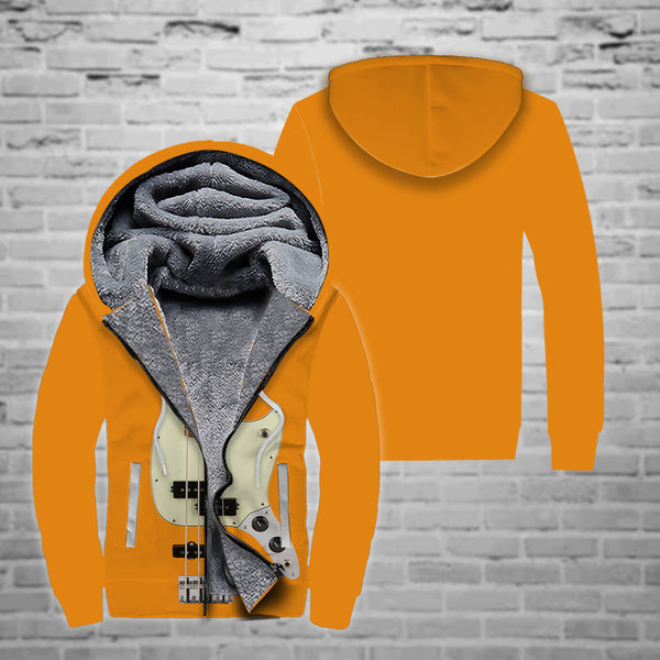 Fender Mustang Bass Orange Fleece Zip Hoodie All Over Print | FZ470