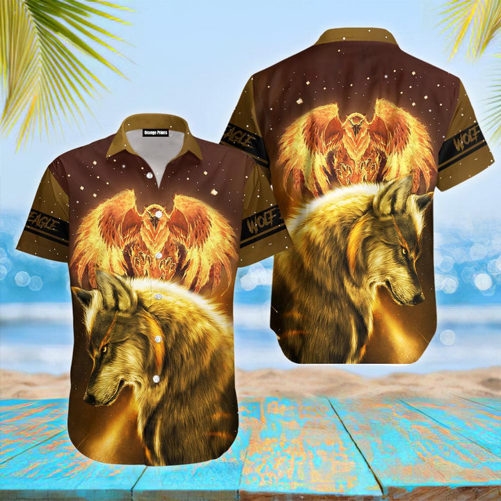 Fire Eagle And Wolf Hawaiian Shirt | For Men & Women | HW1863-BehighStyle