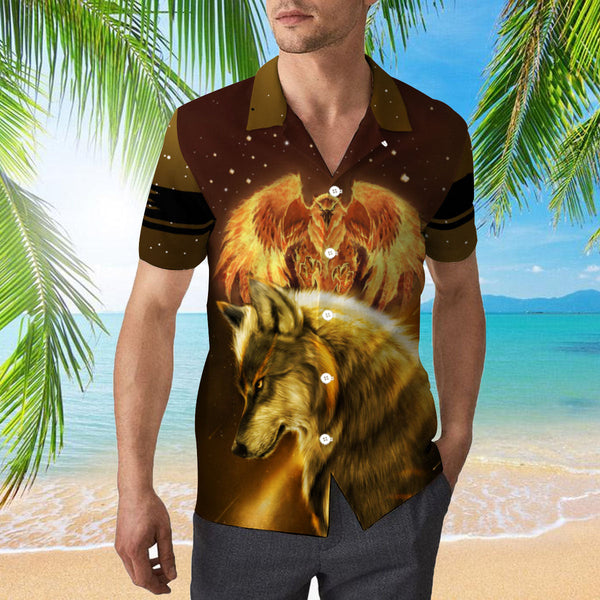 Fire Eagle And Wolf Hawaiian Shirt | For Men & Women | HW1863-BehighStyle