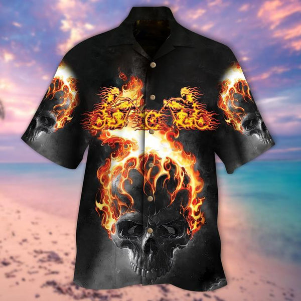 Fire Skull Halloween Hawaiian Shirt | HW2828