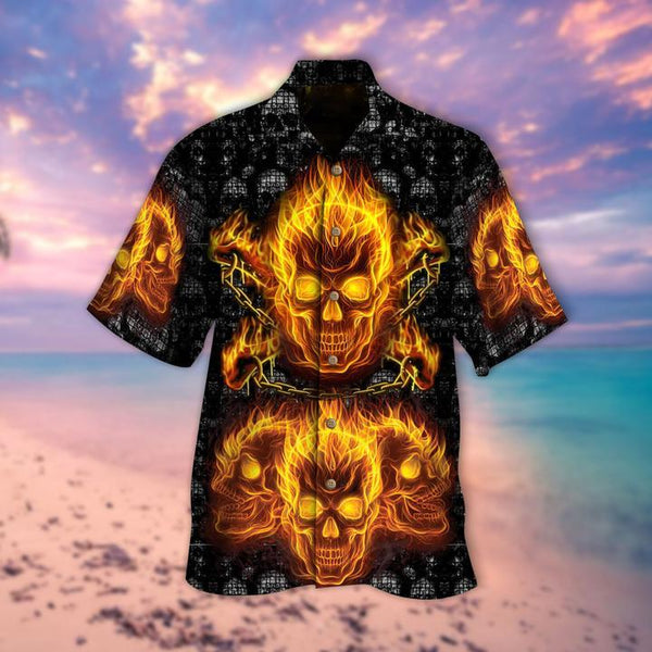 Fire Skull Halloween Hawaiian Shirt | HW2829