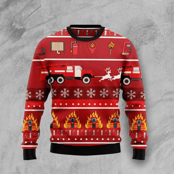 Firefighter Car Ugly Christmas Sweater | Adult | US2085