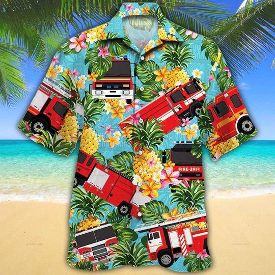 Firefighter Cars Pineapple Aloha Hawaiian Shirt | For Men & Women | HW1042-BehighStyle