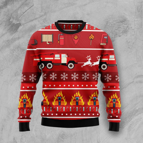 Firefighter Christmas Ugly Christmas Sweater | Adult | US2043