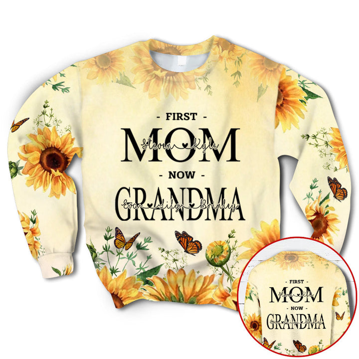 First Mom Now Grandma Sunflower Custom Name 3D All Over Print | For Men & Women | Adult | CN110-BehighStyle