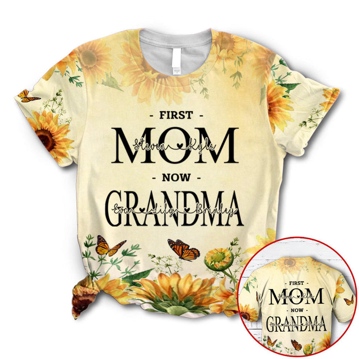 First Mom Now Grandma Sunflower Custom Name 3D All Over Print | For Men & Women | Adult | CN110-BehighStyle